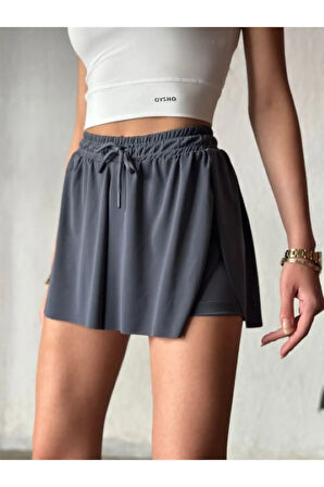 Bol Kesim Beli Latikli İçi Taytlı Spor Kadın Şort Etek.Tenis Etek