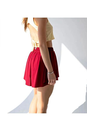 Bol Kesim Beli Latikli İçi Taytlı Spor Kadın Şort Etek.Tenis Etek