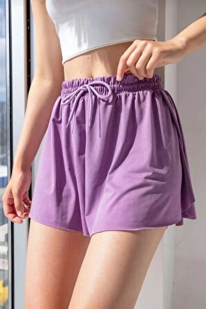 Bol Kesim Beli Latikli İçi Taytlı Spor Kadın Şort Etek.Tenis Etek