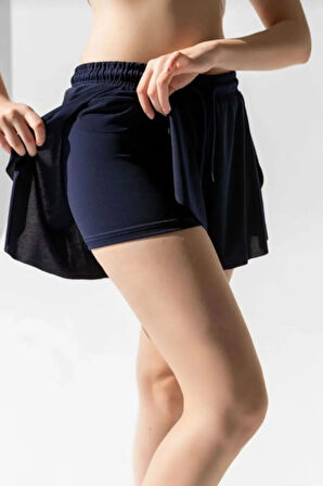 Bol Kesim Beli Latikli İçi Taytlı Spor Kadın Şort Etek.Tenis Etek