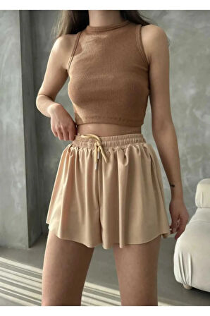 Bol Kesim Beli Latikli İçi Taytlı Spor Kadın Şort Etek.Tenis Etek