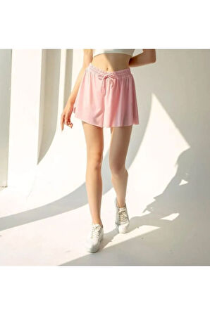 Bol Kesim Beli Latikli İçi Taytlı Spor Kadın Şort Etek.Tenis Etek