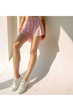 Bol Kesim Beli Latikli İçi Taytlı Spor Kadın Şort Etek.Tenis Etek