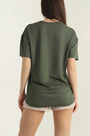 Oversize Kısa Kollu Kadın T-Shirt-Al@