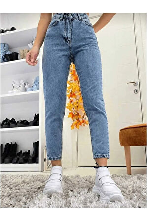 Kadın Yüksek Bel Mom Jean Kot Pantolon