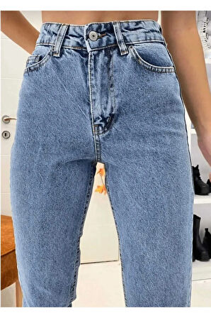 Kadın Yüksek Bel Mom Jean Kot Pantolon