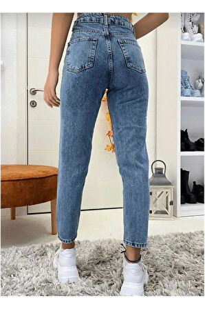 Kadın Yüksek Bel Mom Jean Kot Pantolon