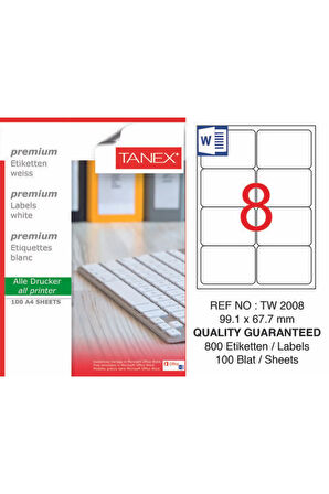 Tw-2008 99,1x67,7mm Lazer Etiket 100lü