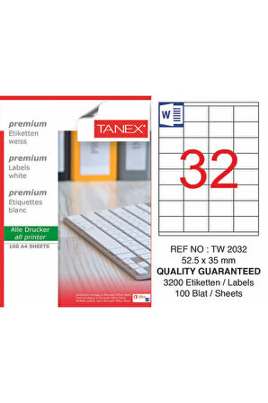 Tw-2032 52.5x35mm Lazer Etiket 100lü-