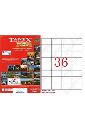 Tw-2035 52,5x33mm Lazer Etiket 100 Adet