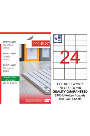 Tw-2037 70x37.125m Laser Etiket 100lü-