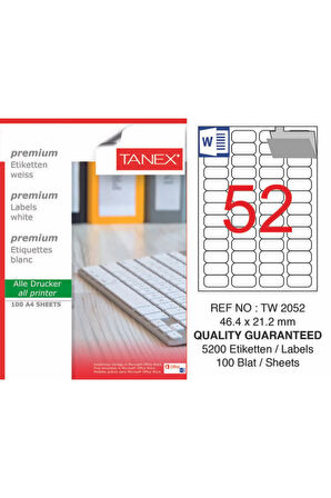 Tw-2052 46.4x21.2mm Laser Etiket 100lü