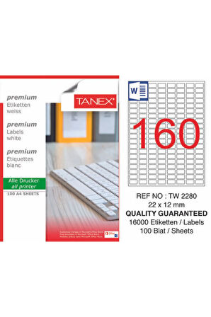Tw-2280 22x12 Laser Etiket 100lü