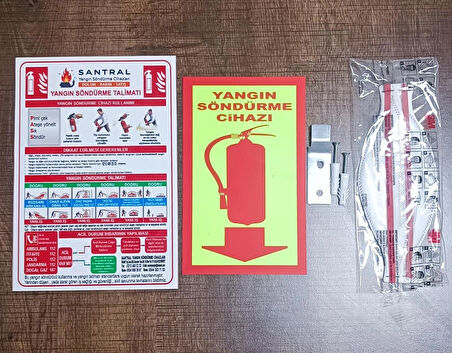 6 kg Foam Köpüklü Yangın Söndürme Tüpü 4 Yıl Garanti 3M N95 Maske Askı Aparatı kullanma talimatı ve fosforlu levha dahil