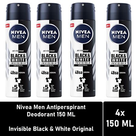Nivea Men Deodorant Invisible Black White Original 150 ML - 4'lü Avantaj Paketi
