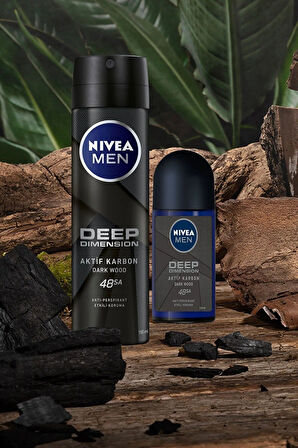 Men Deodorant Deep Dimension Dark Wood 150 ML - 6'lı Avantaj Paketi