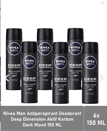 Men Deodorant Deep Dimension Dark Wood 150 ML - 6'lı Avantaj Paketi