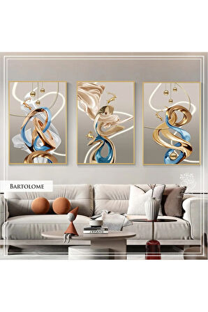 Metal Çerçeveli Gerçek Camlı Tablo BartolomeG 3 Lü Set