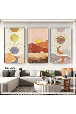 Metal Çerçeveli Gerçek Camlı Tablo Bylander 3 Lü Set