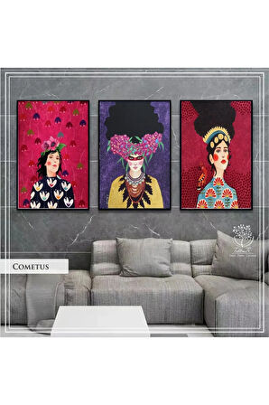 Metal Çerçeveli Gerçek Camlı Tablo CometusA 3 Lü Set