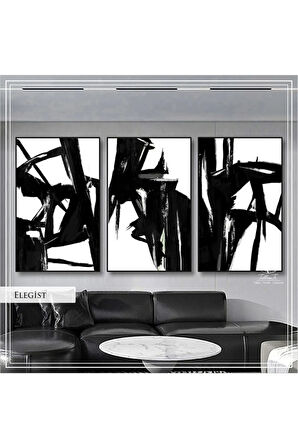 Metal Çerçeveli Gerçek Camlı Tablo Elegist 3 Lü Set