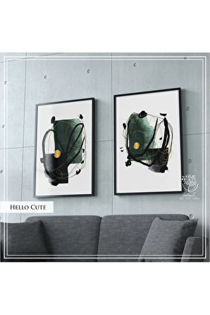 Metal Çerçeveli Gerçek Camlı Tablo Hellocute 2 liSet