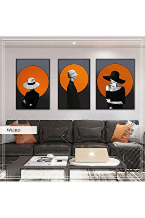 Metal Çerçeveli Gerçek Camlı Tablo Weird 3 Lü Set