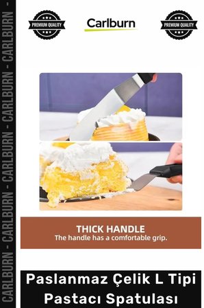 Özel Üretim Profesyonel Mutfak Ekipmanı Ergonomik Saplı Paslanmaz Çelik L Tipi Pastacı Spatulası