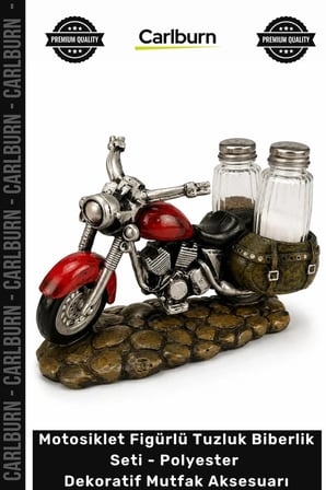 Özel Üretim Retro Motosiklet Figürlü Tuzluk Biberlik Seti Polyester Dekoratif Mutfak Aksesuarı