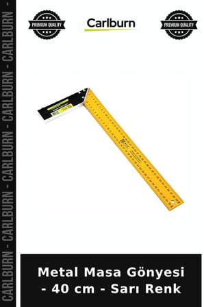 Özel Üretim Marangozluk Ölçüm Teknik Çizim Atölye İnşaat Metal Masa Gönyesi - 40 cm - Sarı Renk