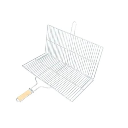 Özel Üretim Piknik Bahçe Barbekü Pratik Geniş Büyük Boy Mangal Izgarası - 50x30 cm - Ahşap Saplı