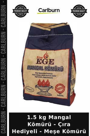 Özel Üretim Piknik Barbekü Kamp Ateş Yakma Pratik 1.5 kg Mangal Kömürü - Çıra Hediyeli - Meşe Kömürü
