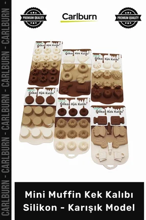 Özel Üretim Yapışmaz Esnek Isıya Dayanıklı Çiçek Mini Muffin Kek Kalıbı Silikon Karışık Model