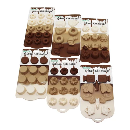 Özel Üretim Yapışmaz Esnek Isıya Dayanıklı Çiçek Mini Muffin Kek Kalıbı Silikon Karışık Model