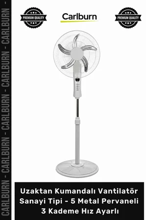 #Vantilatör Uzaktan Kumandalı Vantilatör Sanayi Tipi 5 Metal Pervaneli 3 Kademe Hız Ayarlı