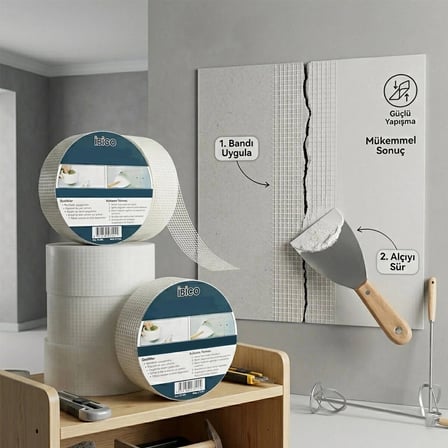 Özel Üretim Tadilat Tamirat Yapışkanlı Derz ve Alçıpan Bandı - 50 mm x 45 mt - File Bant