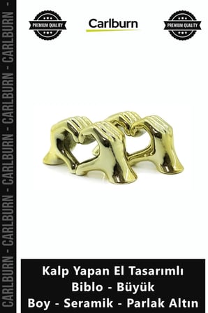 Özel Üretim Modern Estetik Gold Kalp Yapan El Tasarımlı Biblo Büyük Boy Seramik Parlak Altın