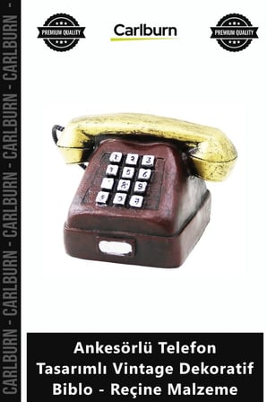Özel Üretim Nostaljik Ofis Obje Ankesörlü Telefon Tasarımlı Vintage Dekoratif Biblo Reçine Malzeme