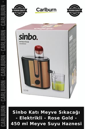 Özel Üretim Mutfak Sinbo Katı Meyve Sıkacağı - Elektrikli - Rose Gold - 450 ml Meyve Suyu Haznesi