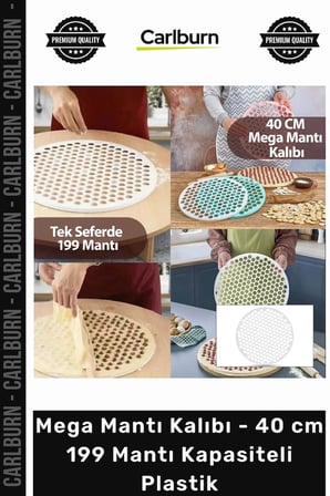 Özel Üretim Pratik Hamur Kesme Aparatı Mega Mantı Kalıbı 40 cm 199 Mantı Kapasiteli Plastik