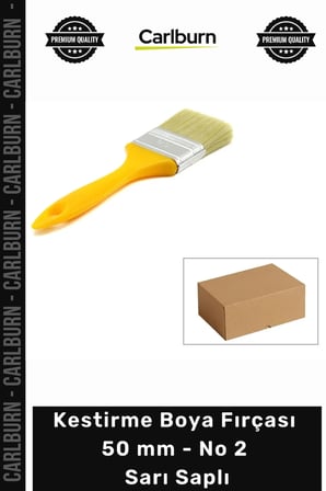 #BoyaFırçası Profesyonel Ergonomik Kaliteli Boyacı Kestirme Boya Fırçası 50 mm No 2 Sarı Saplı