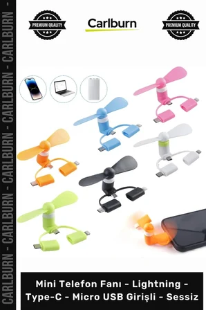 Özel Üretim Portatif Küçük Mini Telefon Fanı Lightning TypeC Micro USB Girişli Sessiz