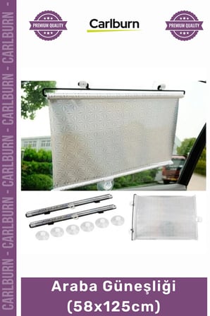 #OtoGüneşlik Makaralı Otomatik Yan Cam Arka Cam Güneş Koruyucu Pratik Siyah Araba Güneşliği 58x125cm