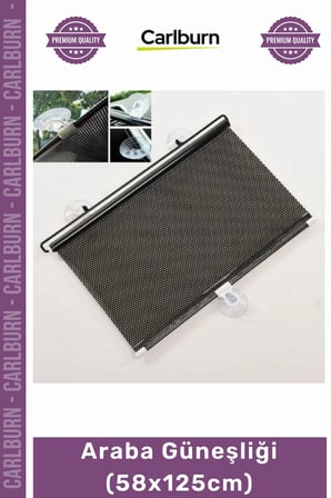 #OtoGüneşlik Makaralı Otomatik Yan Cam Arka Cam Güneş Koruyucu Pratik Siyah Araba Güneşliği 58x125cm