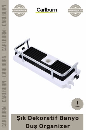 Özel Üretim 24mm Duş Çubuğu Uyumlu Fonksiyonel Şampuanlık Askılı Raf Şık Tasarım Banyo Duş Organizer