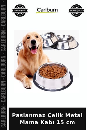 Özel Üretim Evcil Hayvan Kedi Köpek Kaydırmaz Beslenme Paslanmaz Çelik Metal Mama Kabı 15 cm.