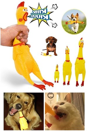 #Petshop Eğitici Dayanıklı Sesli Isırma Çiğneme Sert Ses Çıkaran Tavuk Kedi Köpek Oyuncağı 30 cm