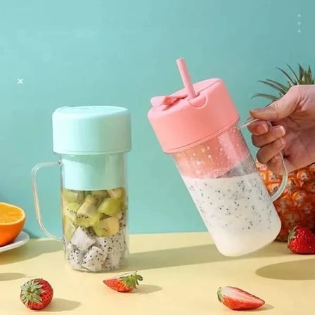 Özel Üretim USB Şarjlı 420ml Elektrikli Mini Meyve Sıkacağı Mikser Taşınabilir Pipetli Bardak Blende