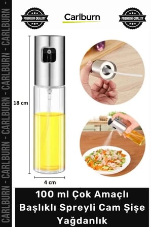 Mutfak Zeytinyağı Sirke Sos Yağdanlık Sprey Başlıklı Şeffaf 100 ml Çok Amaçlı Spreyli Cam Şişe