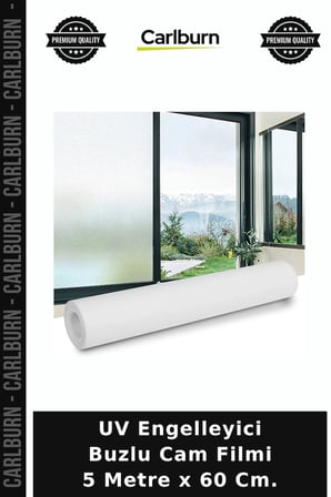 Özel Üretim Gizlilik Sağlayan Pencere Güneş Korumalı UV Engelleyici Buzlu Cam Filmi 5 Metre x 60 Cm.
